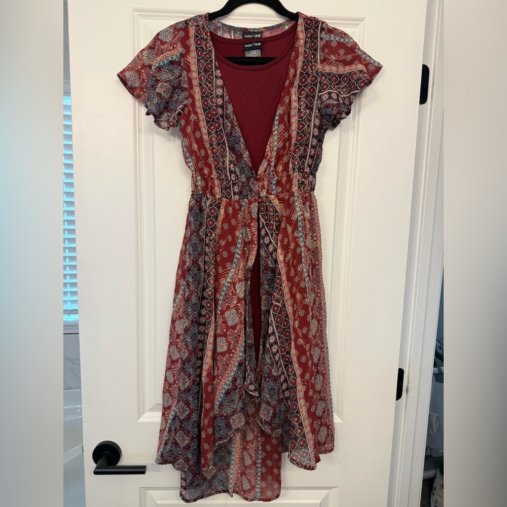 Paper Doll Boho 2 piece High low Dress Size Large